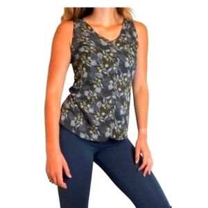 Cabi Floral V Neck Chiffon Sheer Layered size S